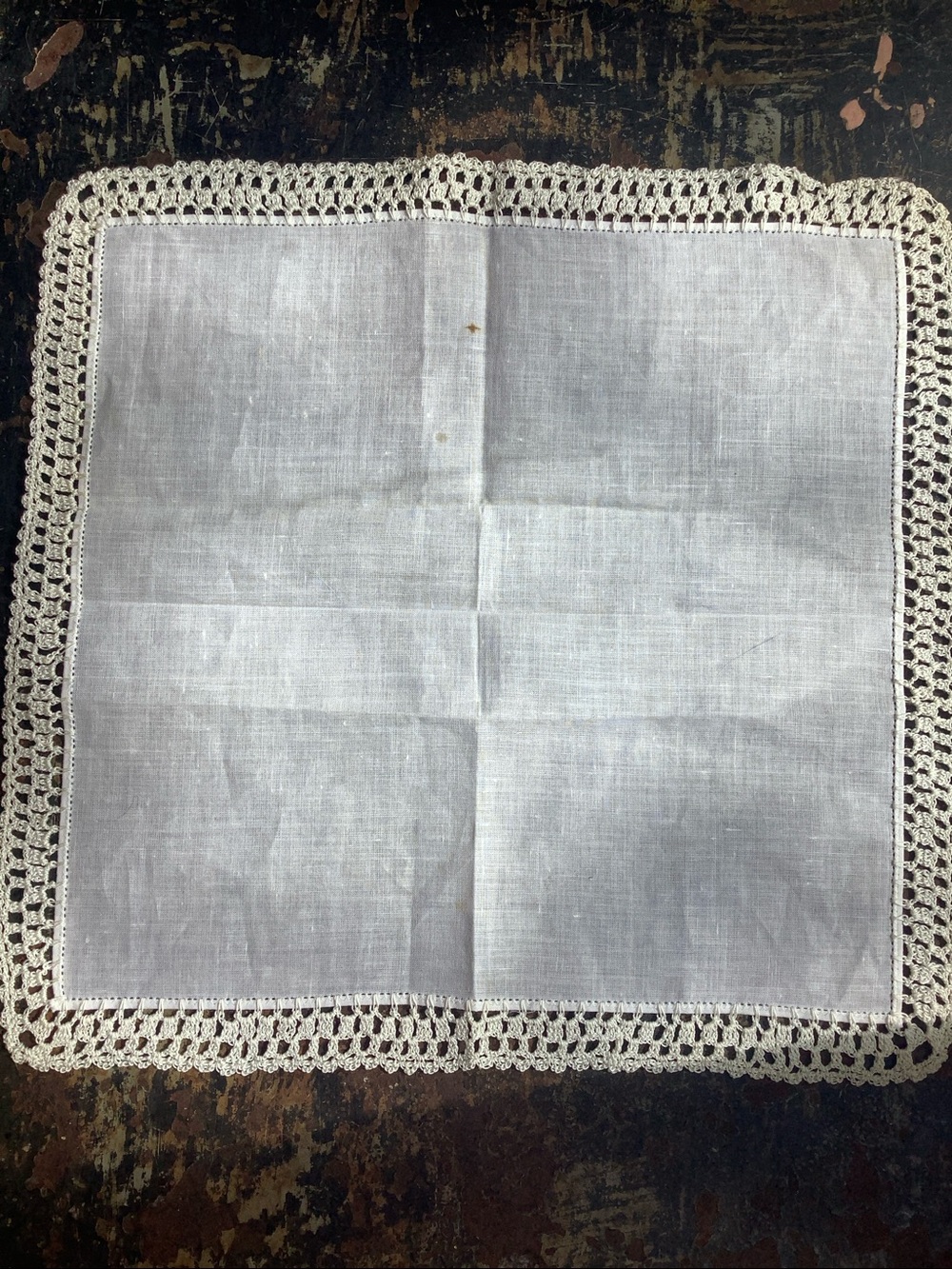 Vintage Linen Handkerchief Crochet Border